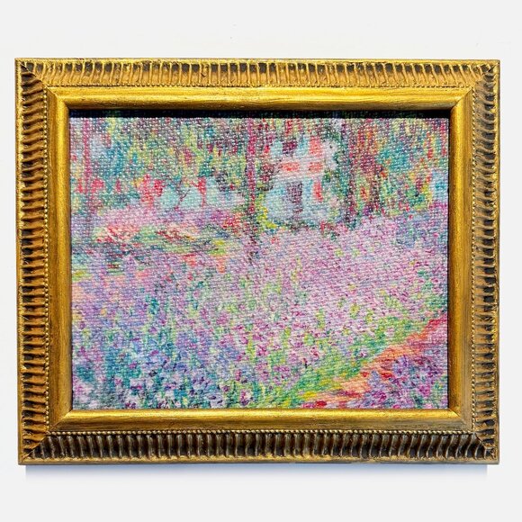 Monet's Irises Oleoprint In A Gold Painted Frame - Picture 1 of 2
